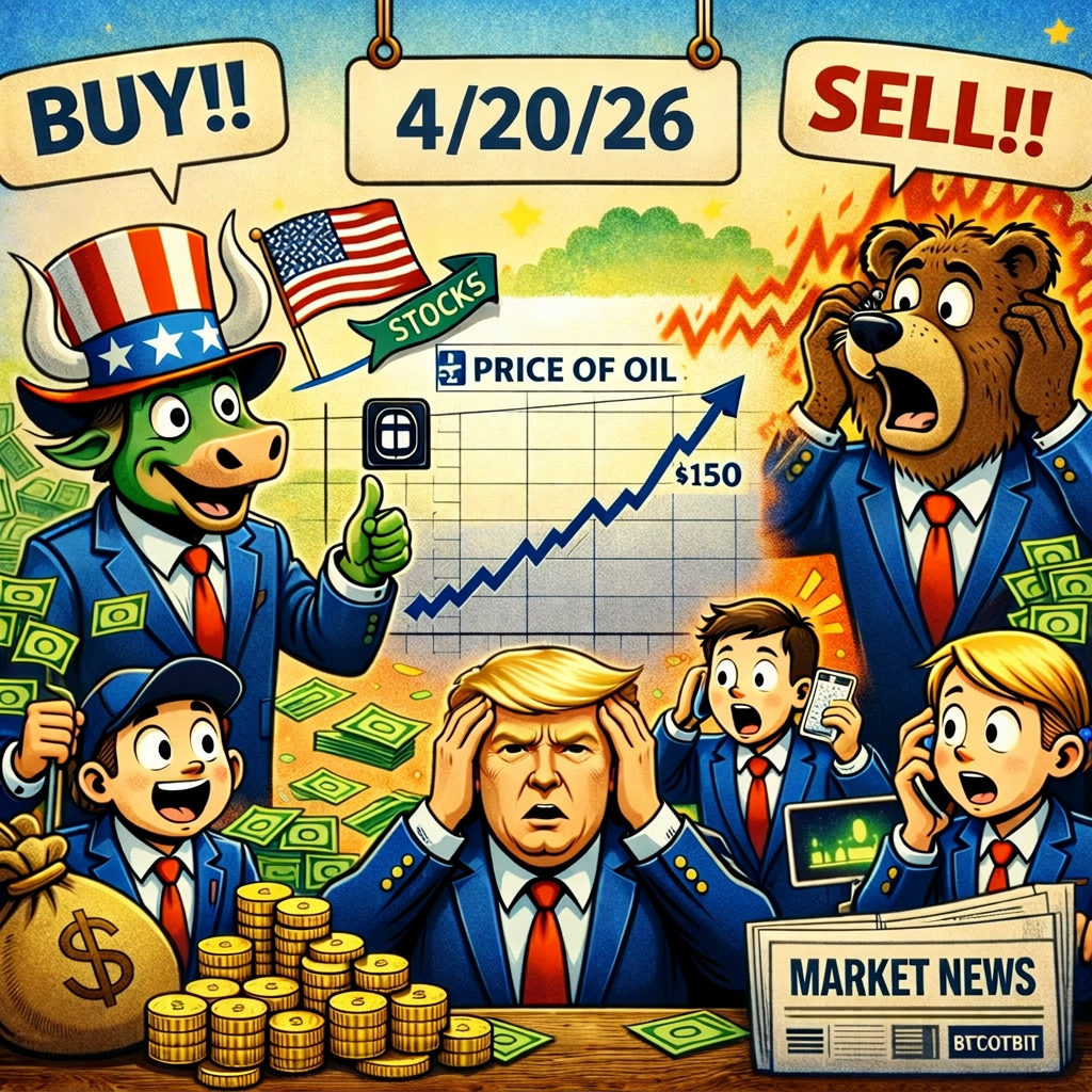 Animated bull and bear characters symbolizing stock market trends with people reacting anxiously around money and graphs